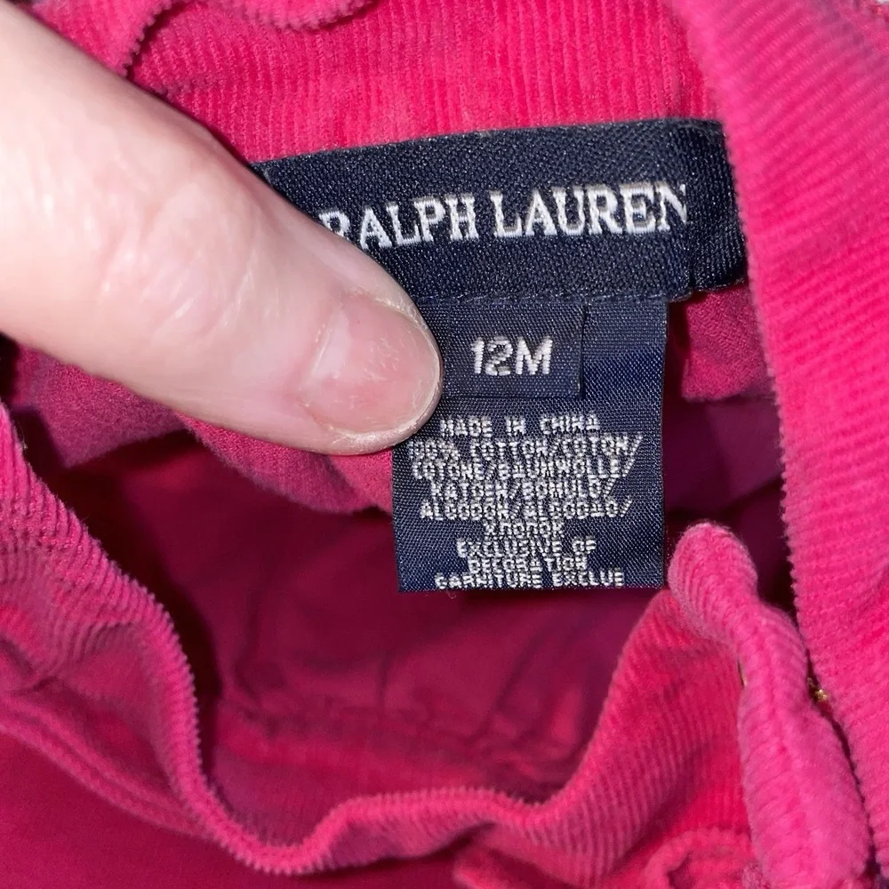Vtg RALPH LAUREN Baby Girl's Burgundy Corduroy Dress Size 12‎ months
